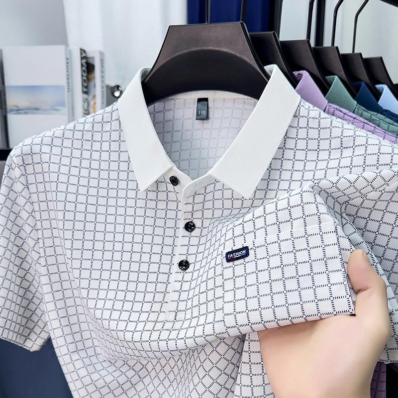 Polo Men s Short Sleeve Summer Ice Breathable Lapel Collar T-Shirt Business Casual Versatile M