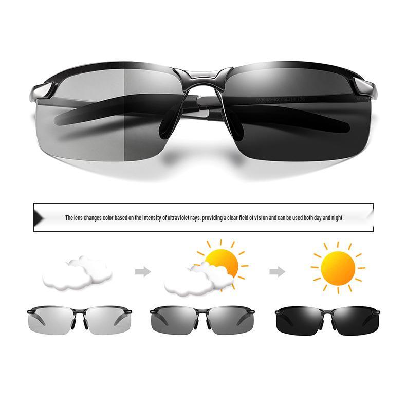 Men's 3043 Smart Color-Changing Polarized Sunglasses for Day & Night Cycling, Outdoor UV Protection