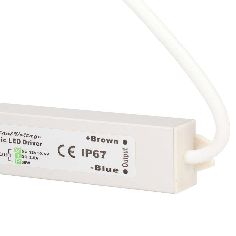 30W Waterproof Power Supply AC90-250V Input 12V/24V DC LED Driver Transformer Aluminum Durable Low Voltage Transformer