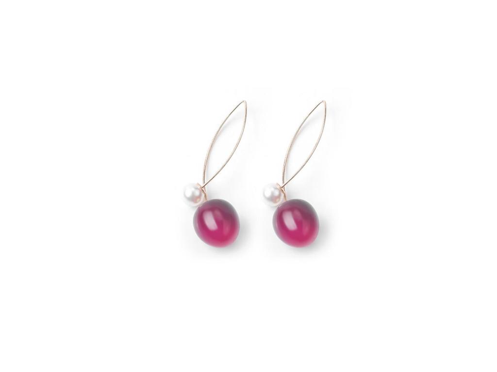 Japanese Cherry Pearl Gradient Earrings - Red & Girly Summer Style