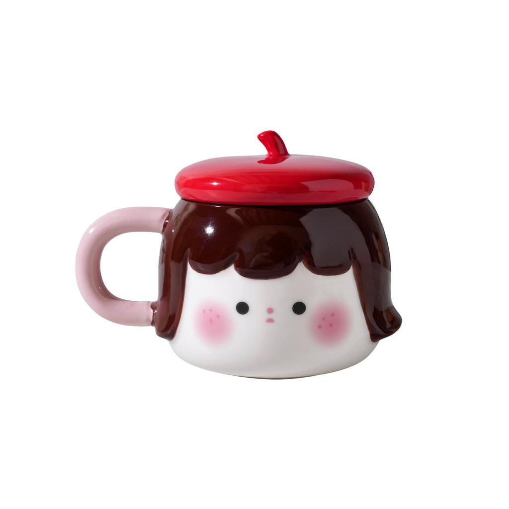 Cute Girl Ceramic Cup High Looking Mug Birthday Gift Souvenir Creative Cup with Lid Coffee Cup