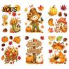 Holiday Window Decals for Glass 6 Sheets Autumn Harvest Stickers, Thanksgiving Cartoon Static Cling Decorations with Fall Art Pumpkins Maple