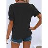 Spring and Summer New Style V-neck T-shirt Puff Sleeves Jacquard Women's Casual Loose Short-sleeved Women's Clothing