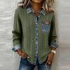 Women Denim Patchwork Knitted Sweater Turn-down Collar Button Top Cardigan Winter Long Sleeve Knitwear Shirt Outerwears Jackets