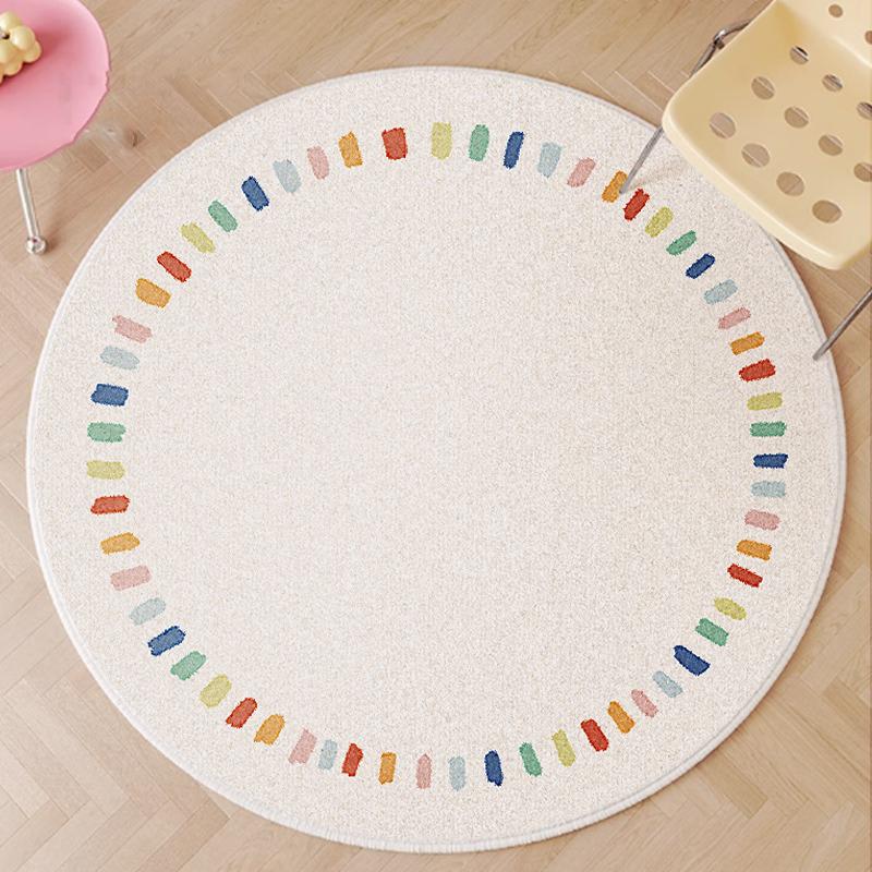 Round Living Room Carpet Colorful Polka Dot Carpets Fluffy Soft Floor Mat Cute Sweet Girl Home Decoration Rug for Bedroom