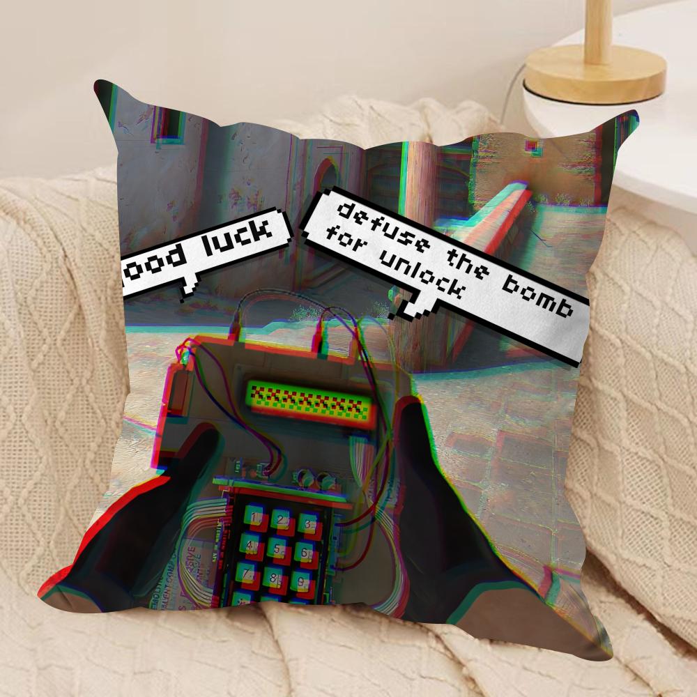 

CCS GO Bomb funny Cushion Cover Silky Short Plush Invisible Zipper Dustproof Sofa Pillow Case for Home Decor 30x30cm