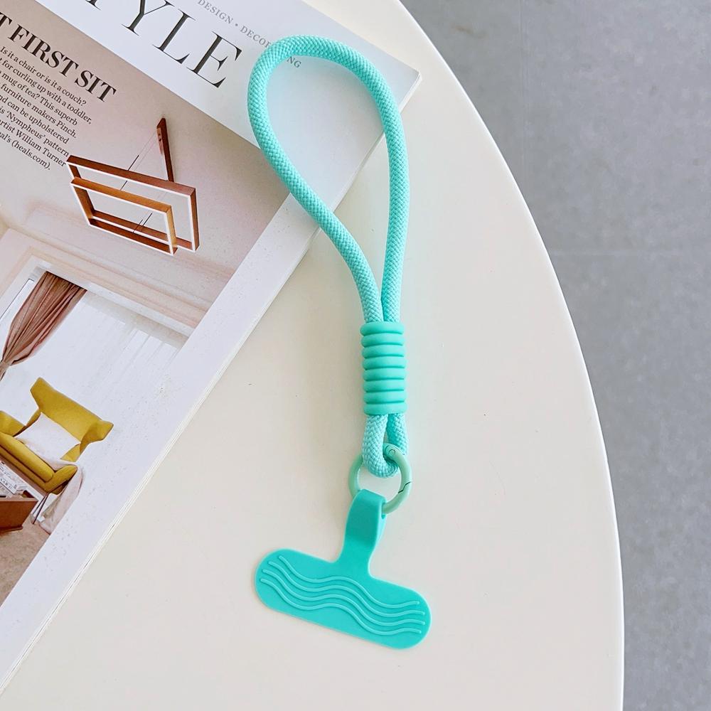Universal Braided Short Mobile Phone Lanyard Strap Hanging Chain Ring Silicone Cord with Patch Wrist Strap Cell Phone Detachable