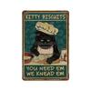 Funny Coffee Sign Retro Cat Posters Metal Tin Sign Vintage Kitchen Signs Coffee Bar Sign Cat Wall Art Poster Cats Home Decor