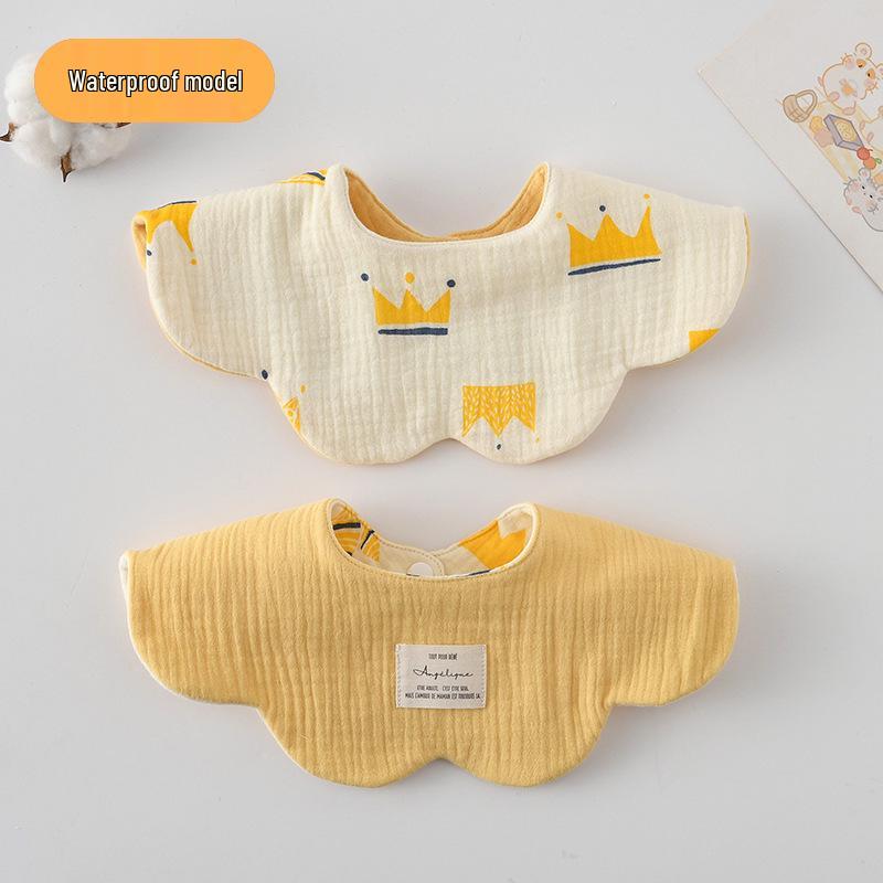 Dwustronny, wodoodporny śliniaczek dla niemowląt w stylu koreańskim z płatkami, wykonany w 100% z gazy bawełnianej