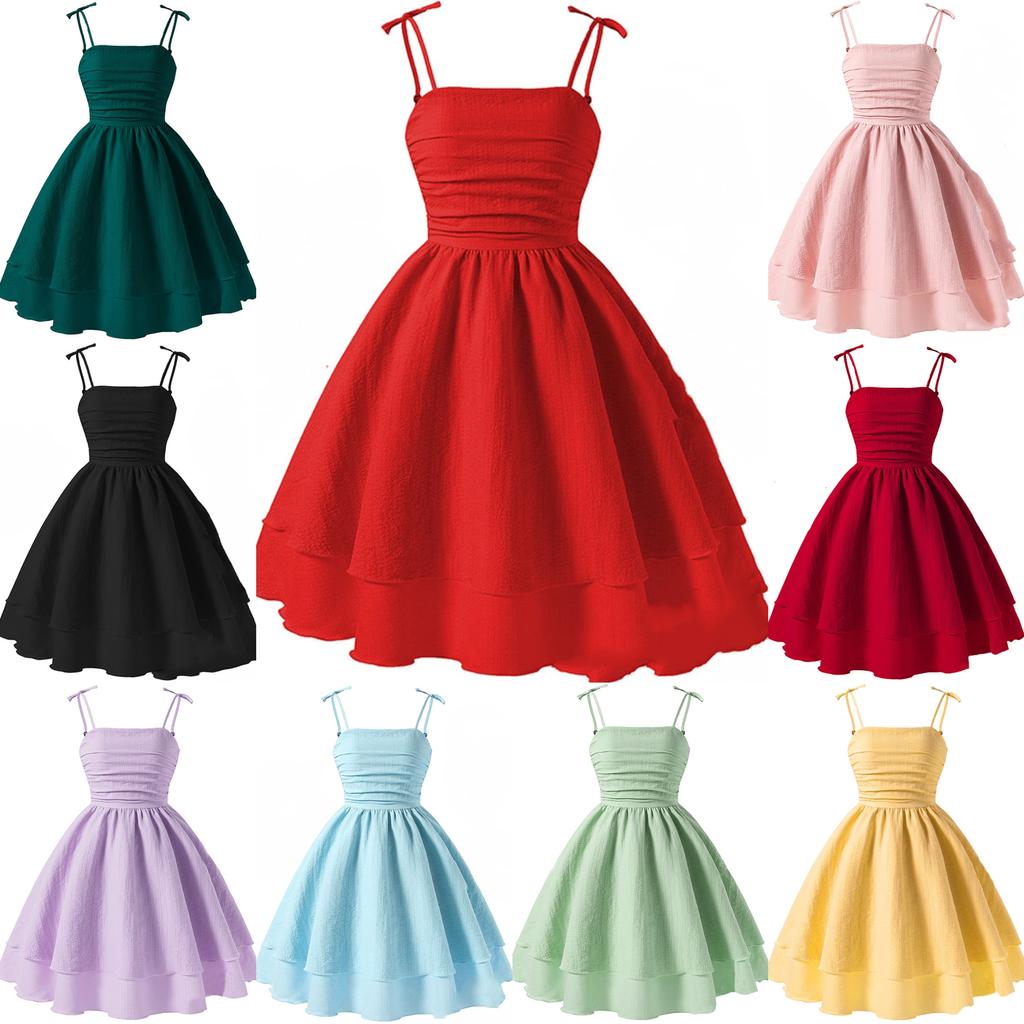 Girl Sleeveless Suspender Dress Children Kid Casual Summer Beach Sundress Princess Dresses Clothes