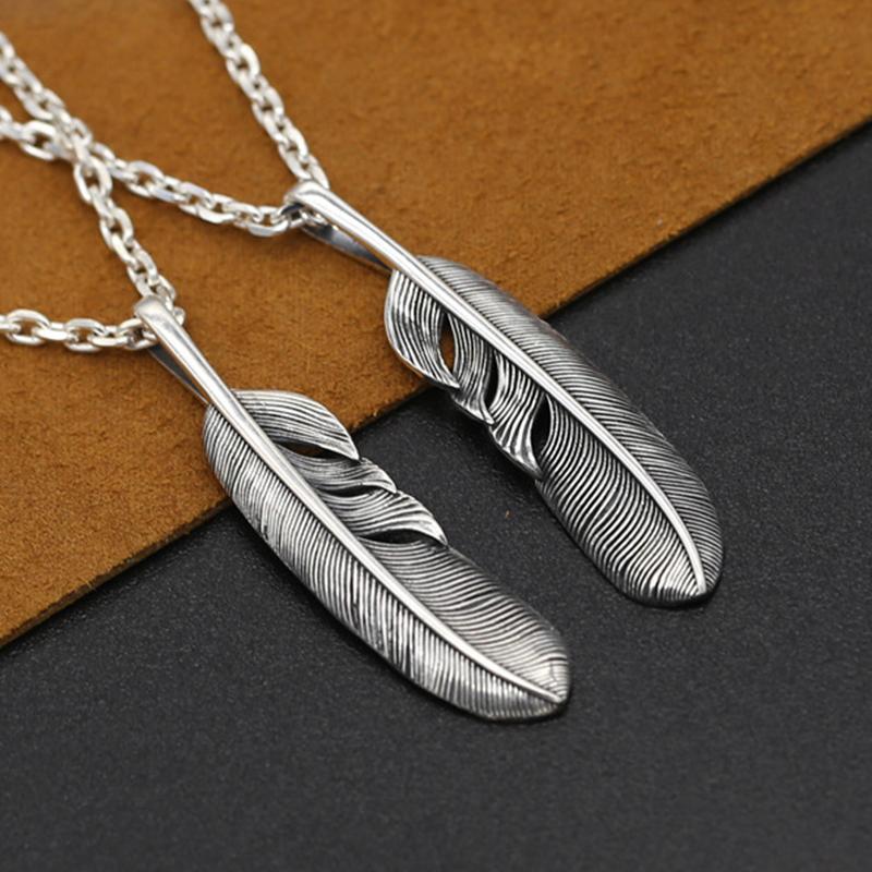 S925 Sterling Silver Jewelry Retro Thai Silver Personality Handmade Classic Eagle Feather Pendant