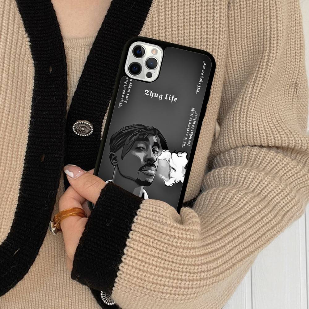 2Pac Hip Hop Singer PC+TPU Protective Phone Case For IPhone 17 16 Pro Max 15 Plus 14 13 12 11 Cover