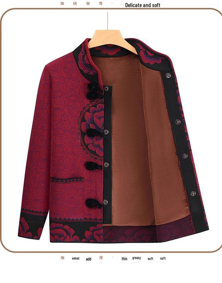 60-Year-Old Women's Tang Suit Jacket - Grandma's Longevity Birthday Cardigan