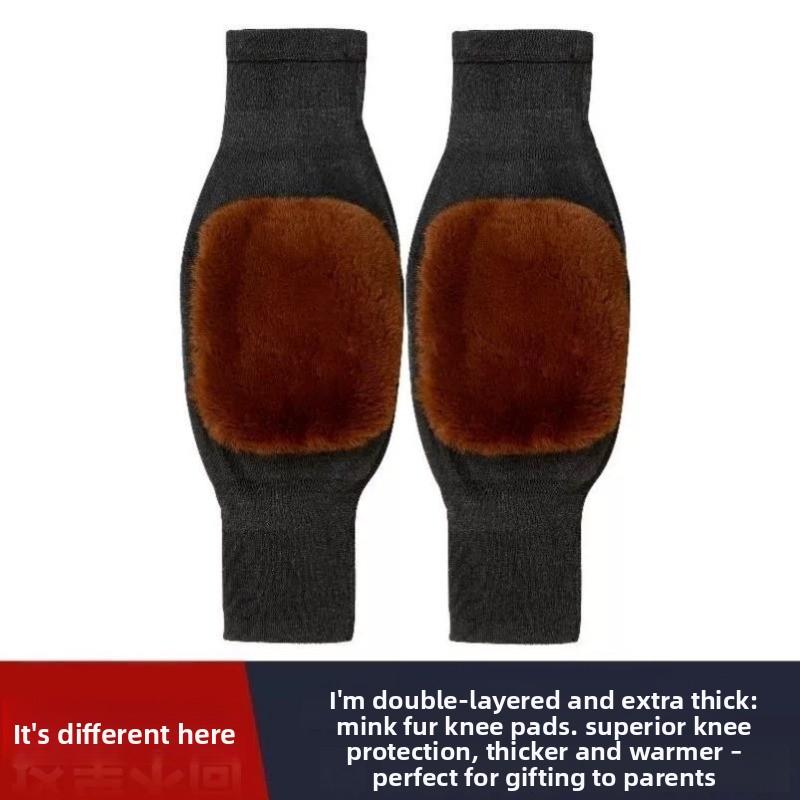 Mary Cashmere Strap Knee Pads, Warm Old Cold Legs, Extended Leg Pads, Long Tube Cover for the Elderly, Thickened and Non-slip for Men and Women