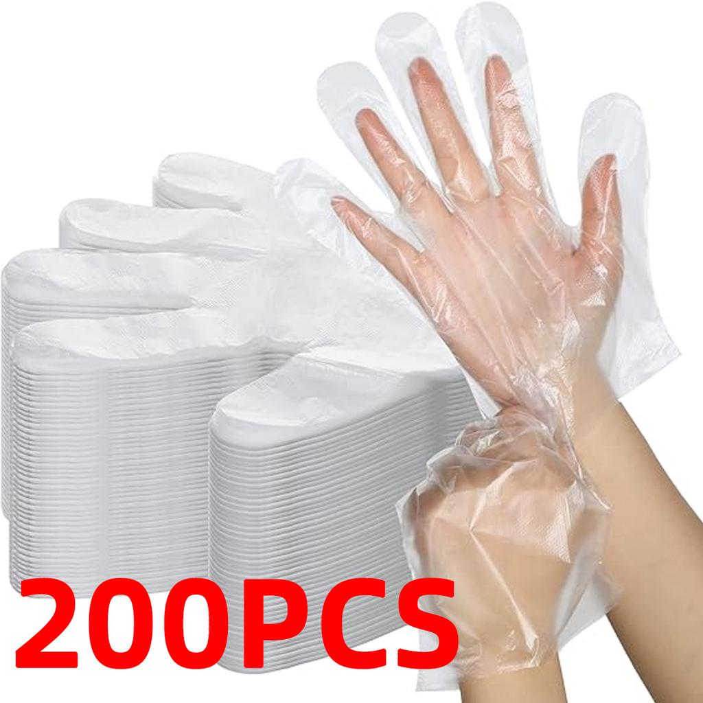 100pcs Disposable Transparent Pe Gloves Food Preparation Gloves Food Handling Uniform Size Clean And Hygienic