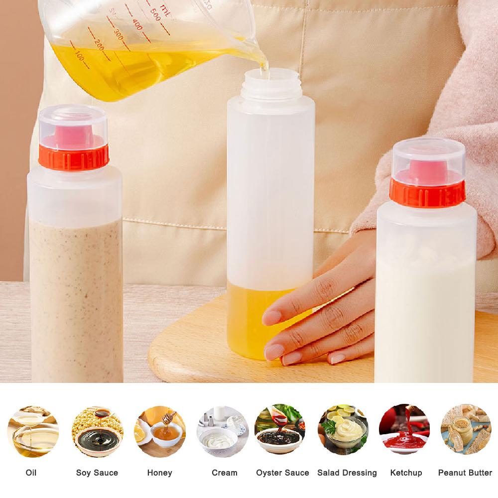 Large Caliber Squeeze Condiment Bottle Multi-hole Spout Ketchup Salad Sauce Oil Honey Dispenser Kitchen Storage Container