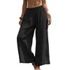 Pantalones de Mujer Color Sólido de Pierna Ancha con Cintura Elástica Primavera Otoño Casual Largos para Trabajo Viaje Uso Diario