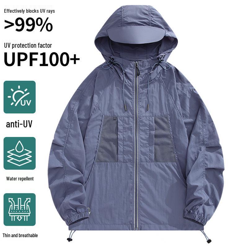 Unisex UV Protection Hooded Fishing Jacket - Summer Antibacterial Loose Fit Plus Size