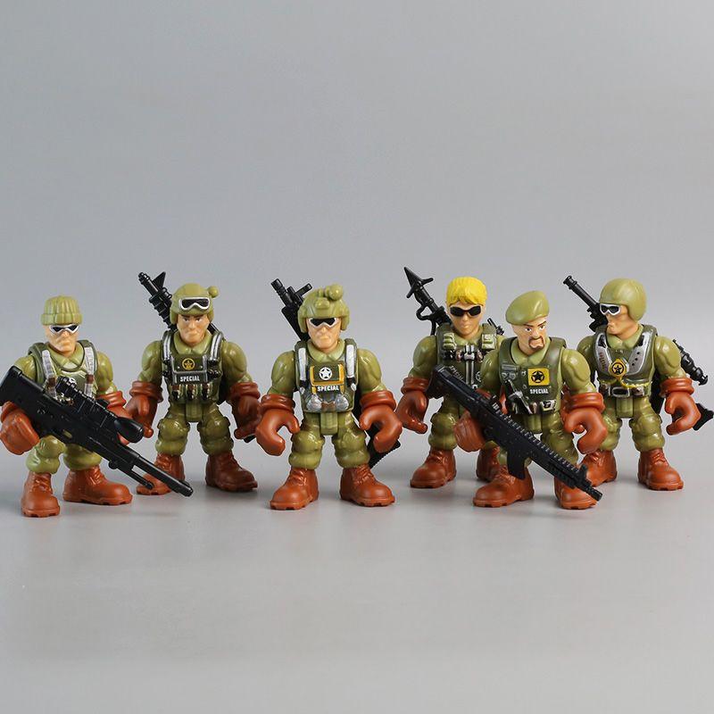 

6Pcs/Set Q Version Warrior Elite Force Military Action Figure Toys 8cm Terrorist SWAT Team Soldiers for Children Playing Gift