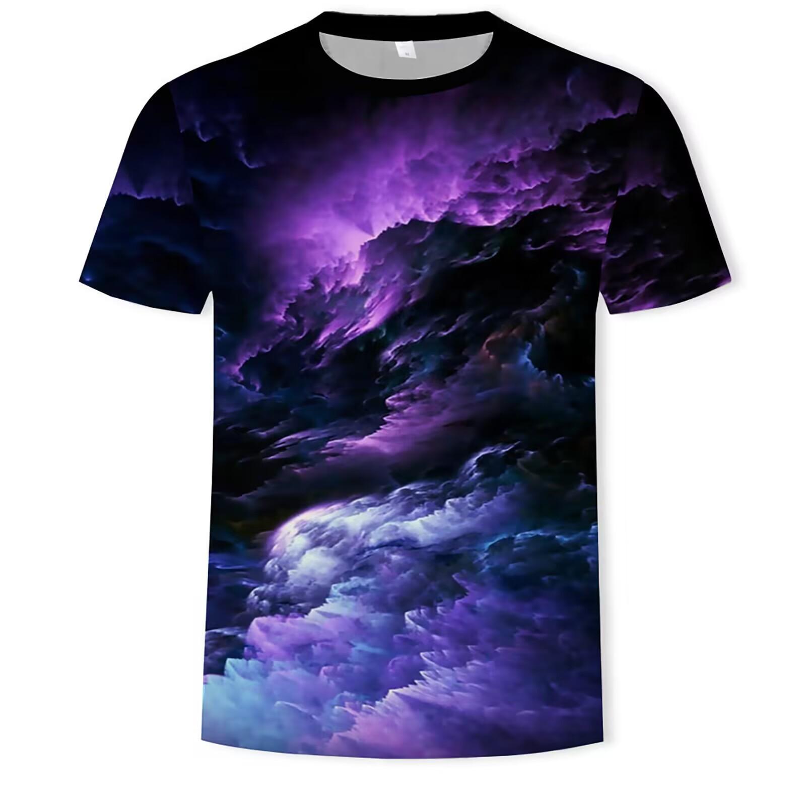 

Летний топ с круглым вырезом и 3D-принтом странного космоса, модная повседневная мужская футболка с коротким рукавом XS