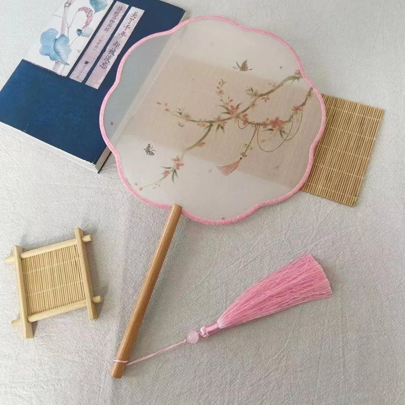 New Style Ancient-Style Semi-Transparent Round Fan for Dance, Hanfu Traditional Round Fan, Retro Classical Dance Chinese-Style Fan