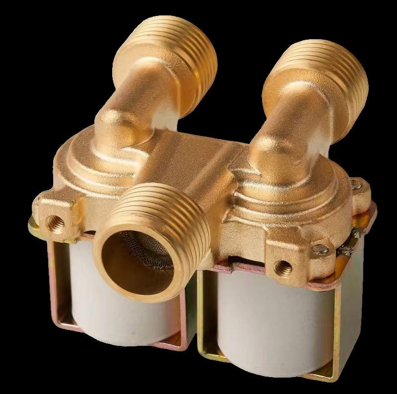 Honghui 1-In, 2-Out Full Copper Solenoid Valve for Water Heater, Male Thread, DC12V/24V, AC220V