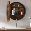 50cm Round Bathroom Mirror Cabinet W/ Storage, Flip Open Door, 3-Tier Interior, Wall Mount Modern Vanity Organizer for Bathroom