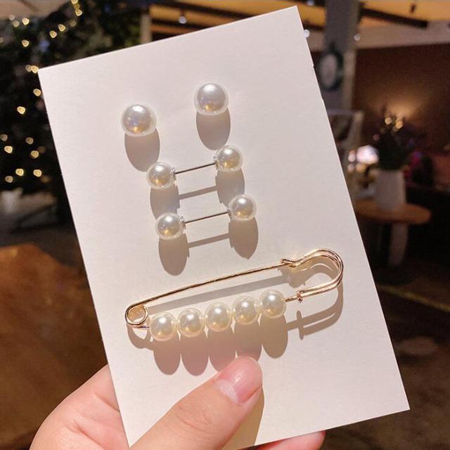 Pin Brooch Set Big Beads Stylish Stylish Clothing Brooches Pearl Lapel Pin Sweater Dress Pin Brooch Pins Badge Women Buckle AccessoriesFashion Jewelry
