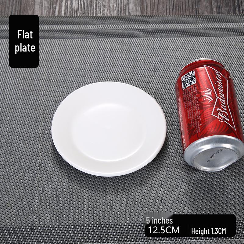 Pure White Ceramic Thick-Edged Round Plate for Western Food and Stir-Fry