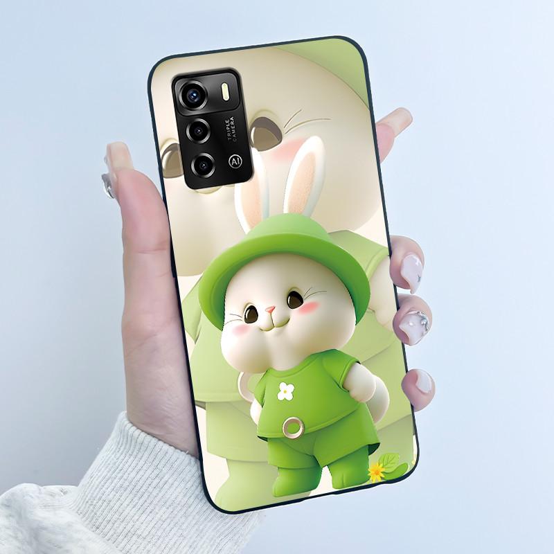 For ZTE Blade V40 Vita / V41 Smart Phone Case Luxury Cute Love Rabbit Funny Black Cover Shell Soft Silicone Protective Casing