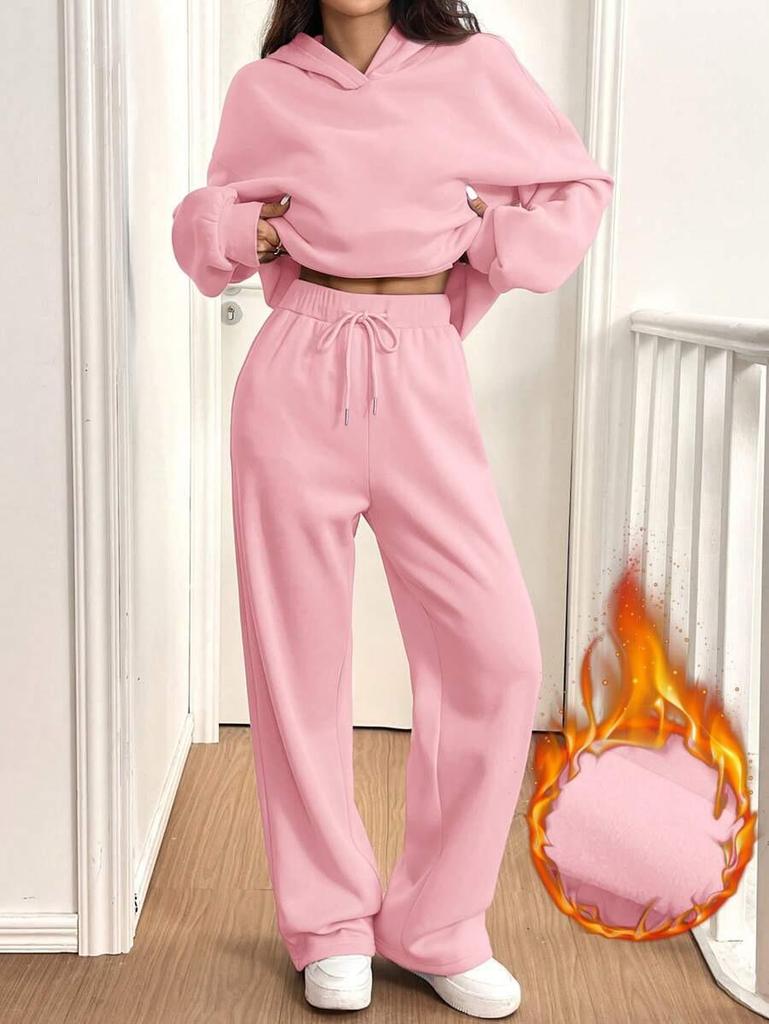 2-Piece Women's Casual Warm Lined Hoodie & Pants Set - Autumn/Winter Sportswear