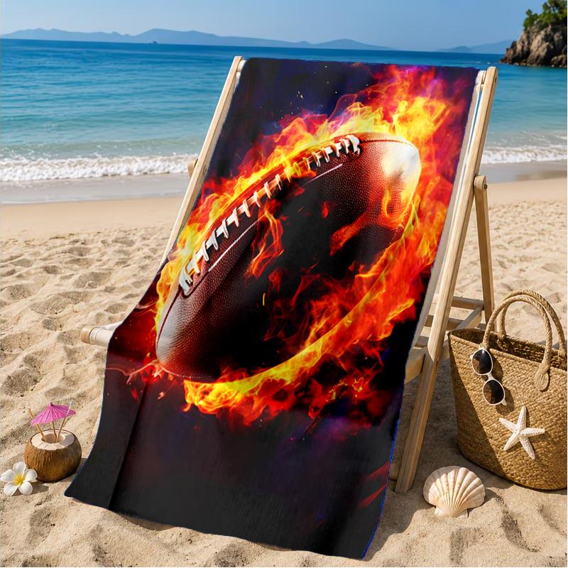 Electric Football Fire Beach Towel, Microfiber Beach Towel, Perfect For Pool, Beach, Travel, Home Decor Beach Party Fan gifts