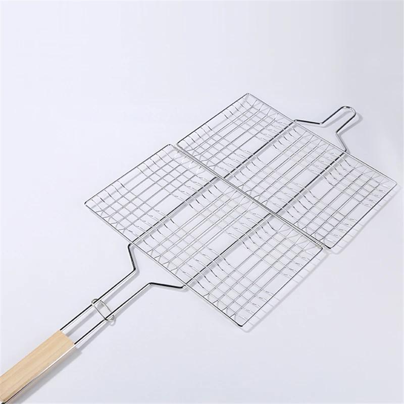 Portable BBQ Grilling Basket Stainless Steel Nonstick Barbecue Grill Basket Tools Grill Mesh for Fish Hamburger bbq tools