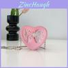 Girl Fashion Leather Heart Shoulder Bag With Butterfly Design For Daily Use