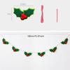 180cm Christmas Felt Garland Decoration, Holiday Banner with Red Berries, Green Leaves Pre Assembled