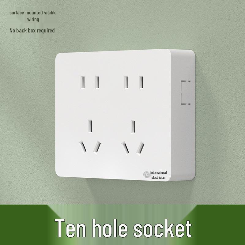 Ultra-Thin Surface-Mounted Single-Control Wall Switch & Socket Panel with Surface Box Outlet, One-Gang Push Button for Household Lighting.