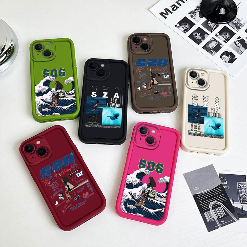 Liquid Silicone Shockproof Case For Apple iPhone 15 14 13 12 11 Pro Max 7 8 16 X S 14 15ProMax Phone Case Singer SZA SOS Cover