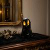 Warm LED Bedside Lamp Halloween Ghost Decoration, Cute Light Up Figurine, Spooky Resin Small Night for Bedroom Statue with Shelf Mantel Indoor