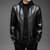 Hooded Leather Jacket for Men, Autumn and Winter New Men's Leather Jacket, Middle-aged Men's Casual Velvet Hooded Leather Jacket for Men