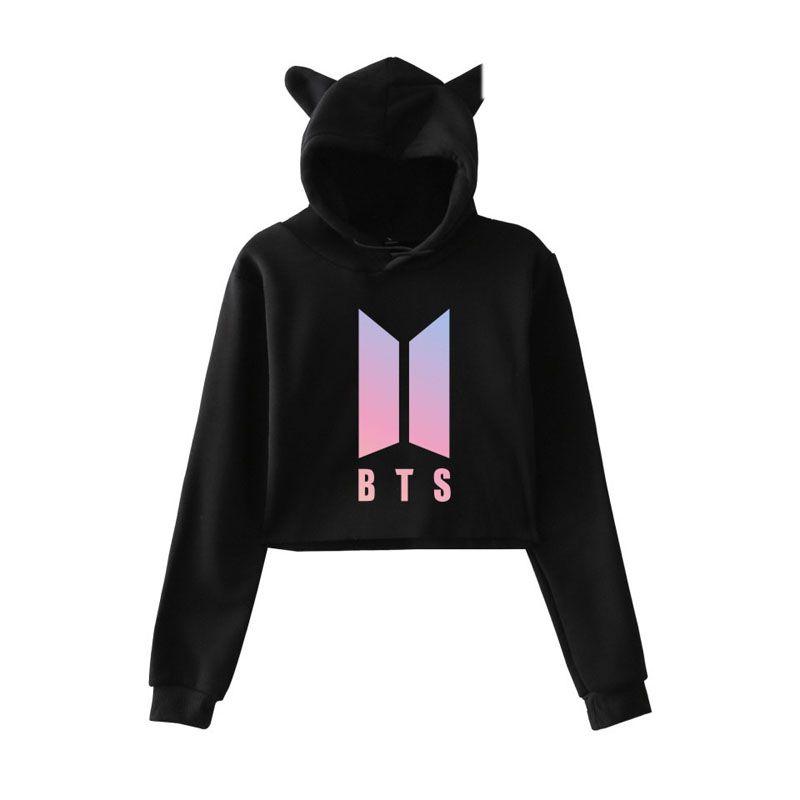 Bts Bangtan Boys Love Yourself Tear Navel Hoodie With Cute Cat Ear Design In Multiple Color Options