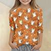 Kids Animal Print Crew Neck 3/4 Sleeve Casual T Shirt Soft Fabric Lightweight Comfortable Fit for Everyday Wear