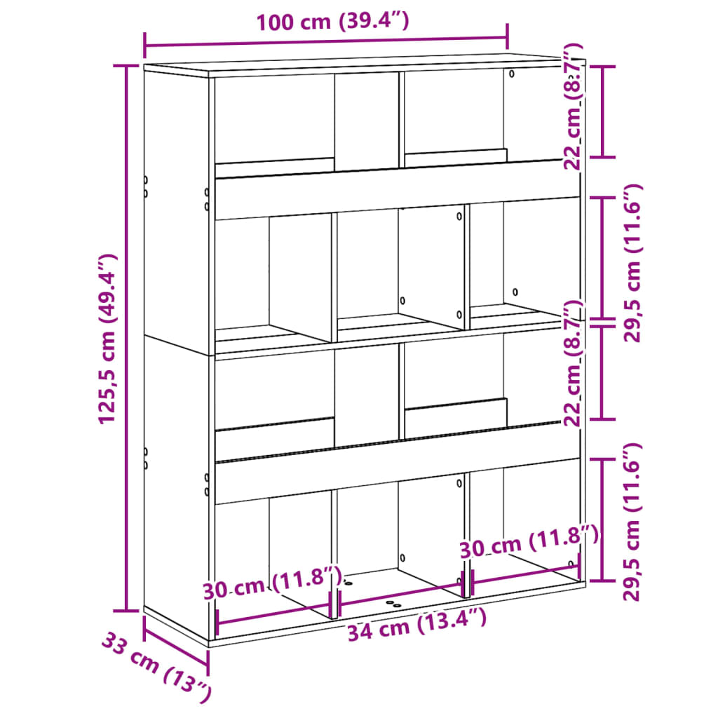 Room Divider White 100 x 33 x 125.5 cm Engineered Wood
