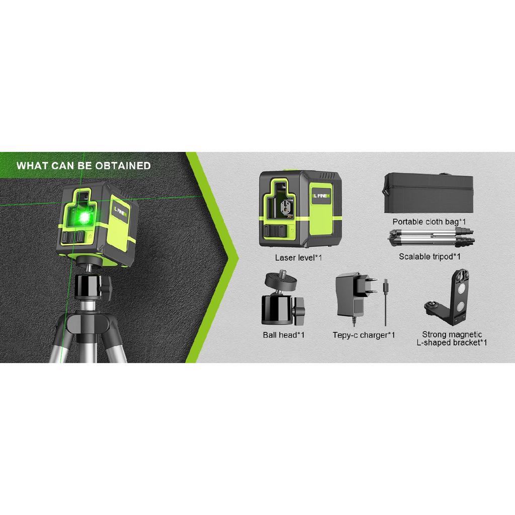 Lfine Laser Level 2 Lines Cross Green Level Laser Horizontal Vertical Nivel Laser Automatic 360°Self-Leveling Laser Level Tools