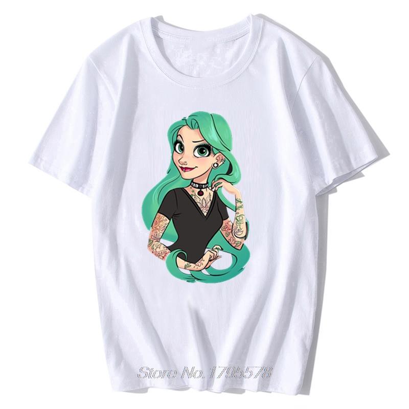 

New Cotton Unisex Harajuku Aesthetics T Shirt Tattoo Princess Vintage Women Tshirt Tops Casual Black TShirt Hip Hop Tees S