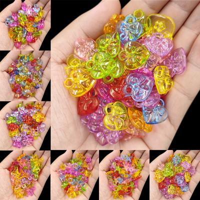 Home Party Supplies Necklace Bracelet Wholesale Transparent Mixed Colours For Jewelry Making 20/40Pcs DIY Crafts Loose Beads Drop Heart Arrow Pendant