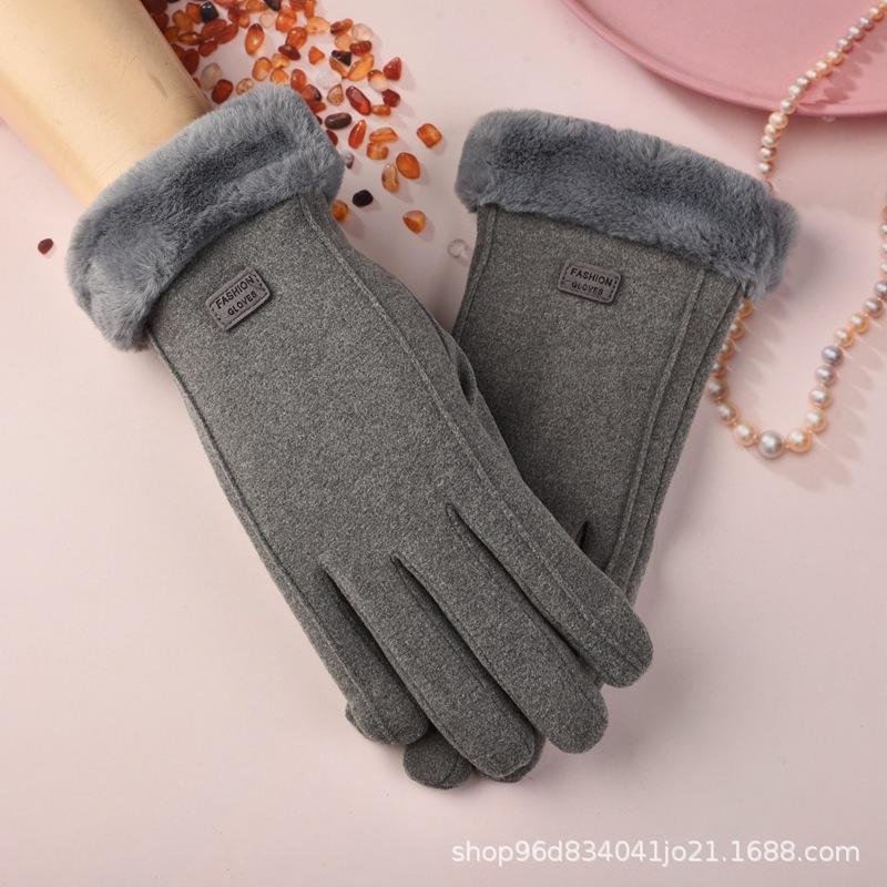Autumn and Winter Velvet Thermal Gloves Women's German Velvet Korean Version Outdoor Riding Driving Electric Vehicle Sports Gloves
