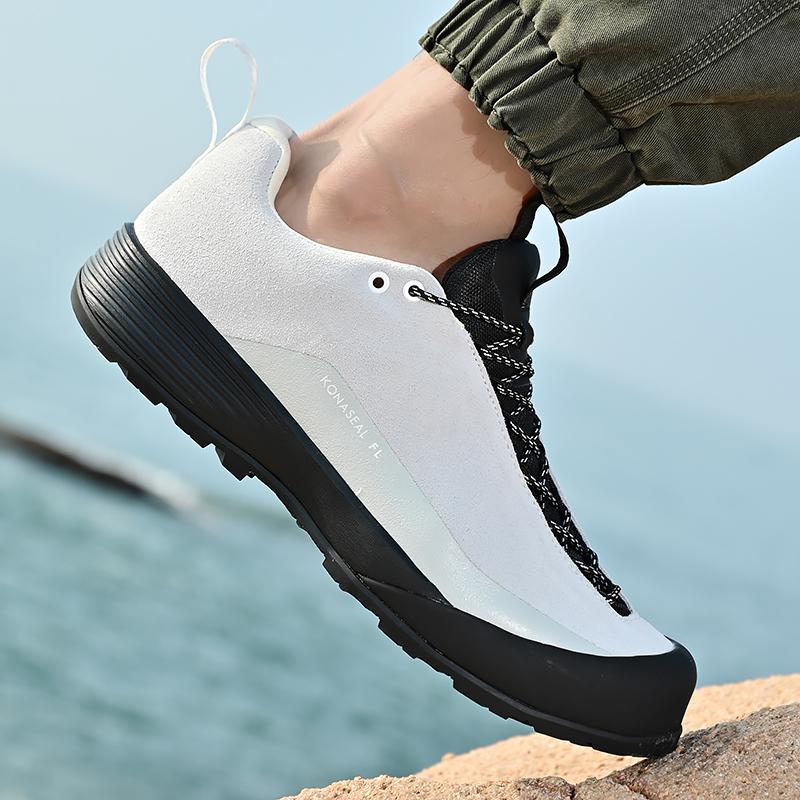 Men's Waterproof Leather Hiking Shoes Durable Outdoor Sport Men Trekking Leather Shoes Lace-Up Climbing Hunting Sneakers
