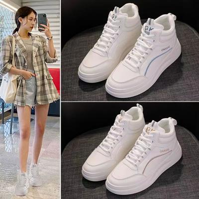 High Top White Shoes Women's Shoes New Autumn and Winter Fashion All-Matching Plus Velvet Soft Bottom Sports Board Shoes Casual Shoes