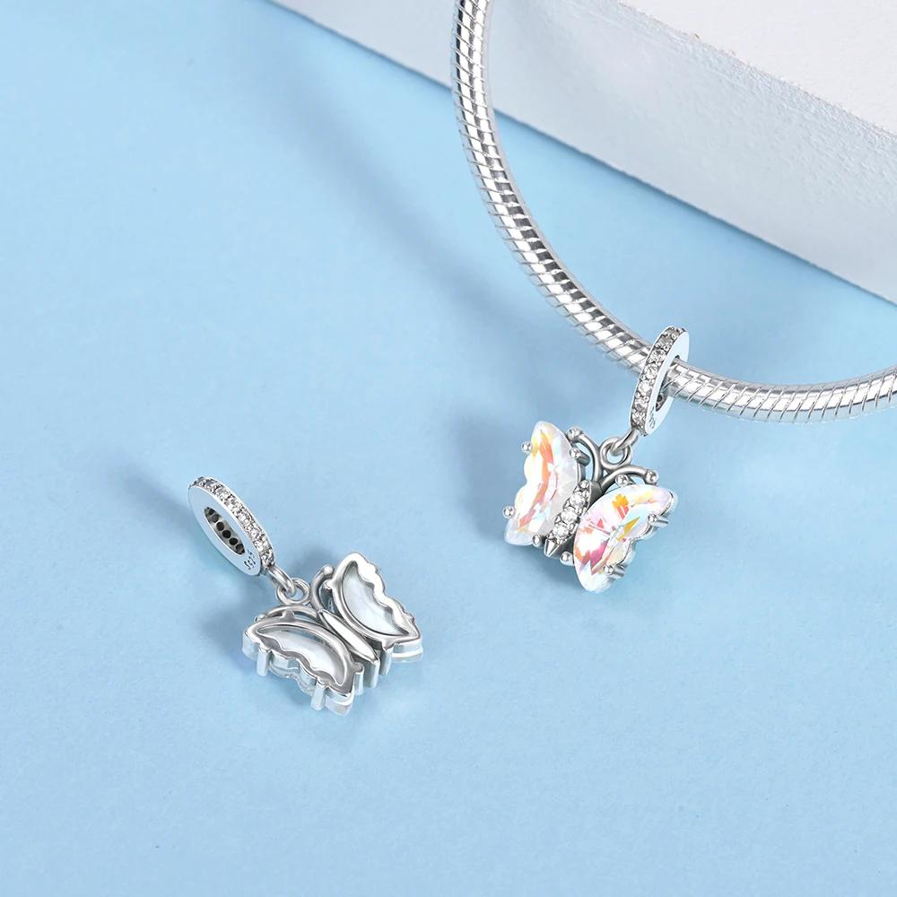 Glass Butterfly Pendant Copper Plated For Charms Copper Plated Original Bracelet For Jewelry Making