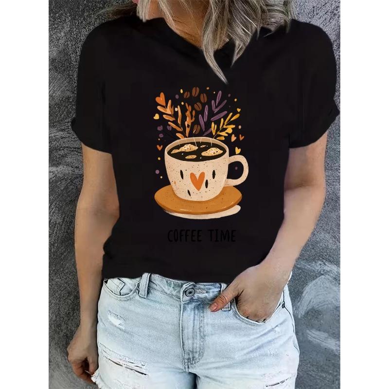 Women'S Summer Short-Sleeve Printed T-Shirts, Fashionable And Casual, Machine-Washable Comfortable Fit 2D Flat Printing